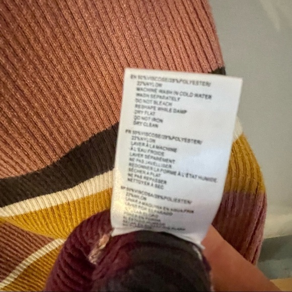 Anthropologie Parvati Midi Knit Sweater Dress Rose Pink Striped Large - Picture 13 of 14